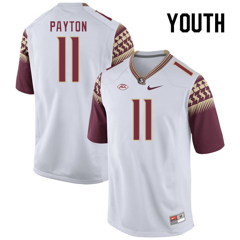Youth #11 Patrick Payton Florida State Seminoles College Football Jerseys Stitched-White - Click Image to Close